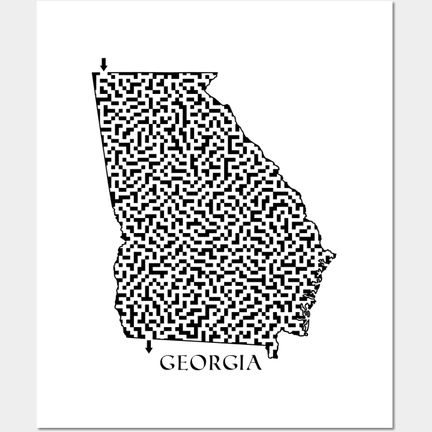 Georgia State Outline Maze & Labyrinth Wall Art by gorff